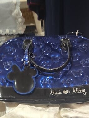 Disney Loungefly Patent Leather Embossed Tote Bag in Metallic Blue